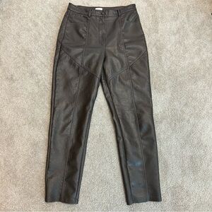 Aritzia Wilfred chocolate Brown faux leather rebel pants Sz 10